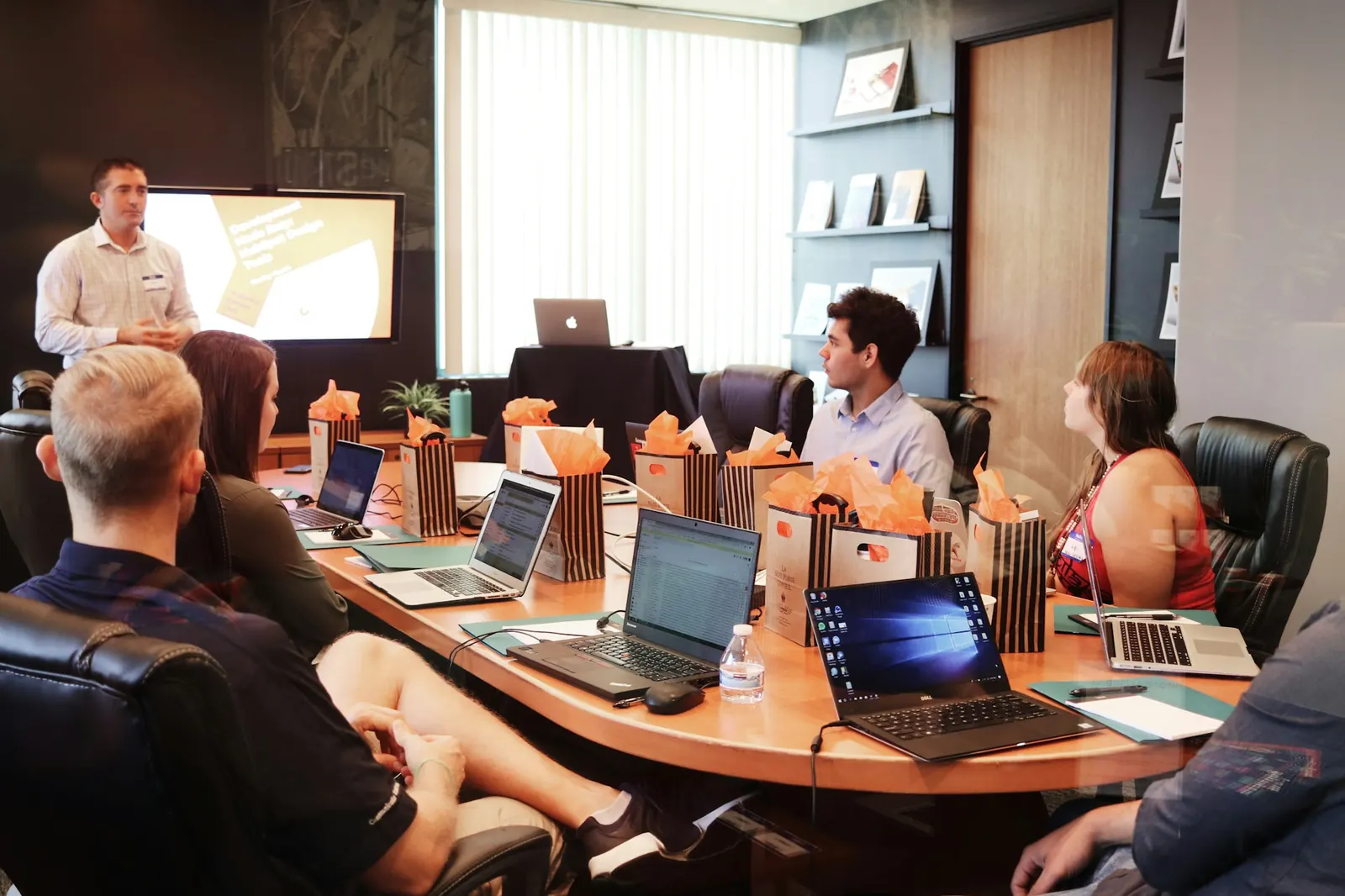 ONS Infosolutions marketing team presenting an affiliate and SEO strategy in a meeting room